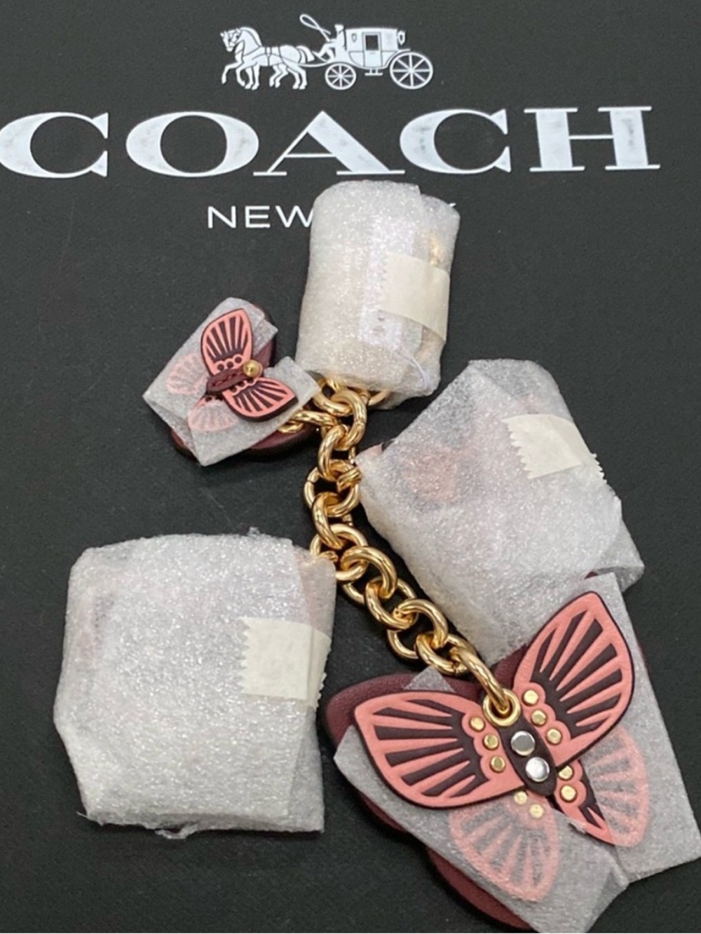 Coach Butterfly Cluster Bag Charm / Keychain Boysenberry Multi NWT - Picture 3 of 5